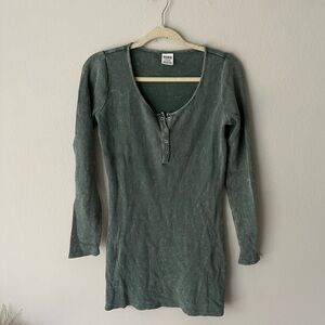 Victoria’s Secret PINK Henley Waffle Lounge Pajama dress dark green Size Medium